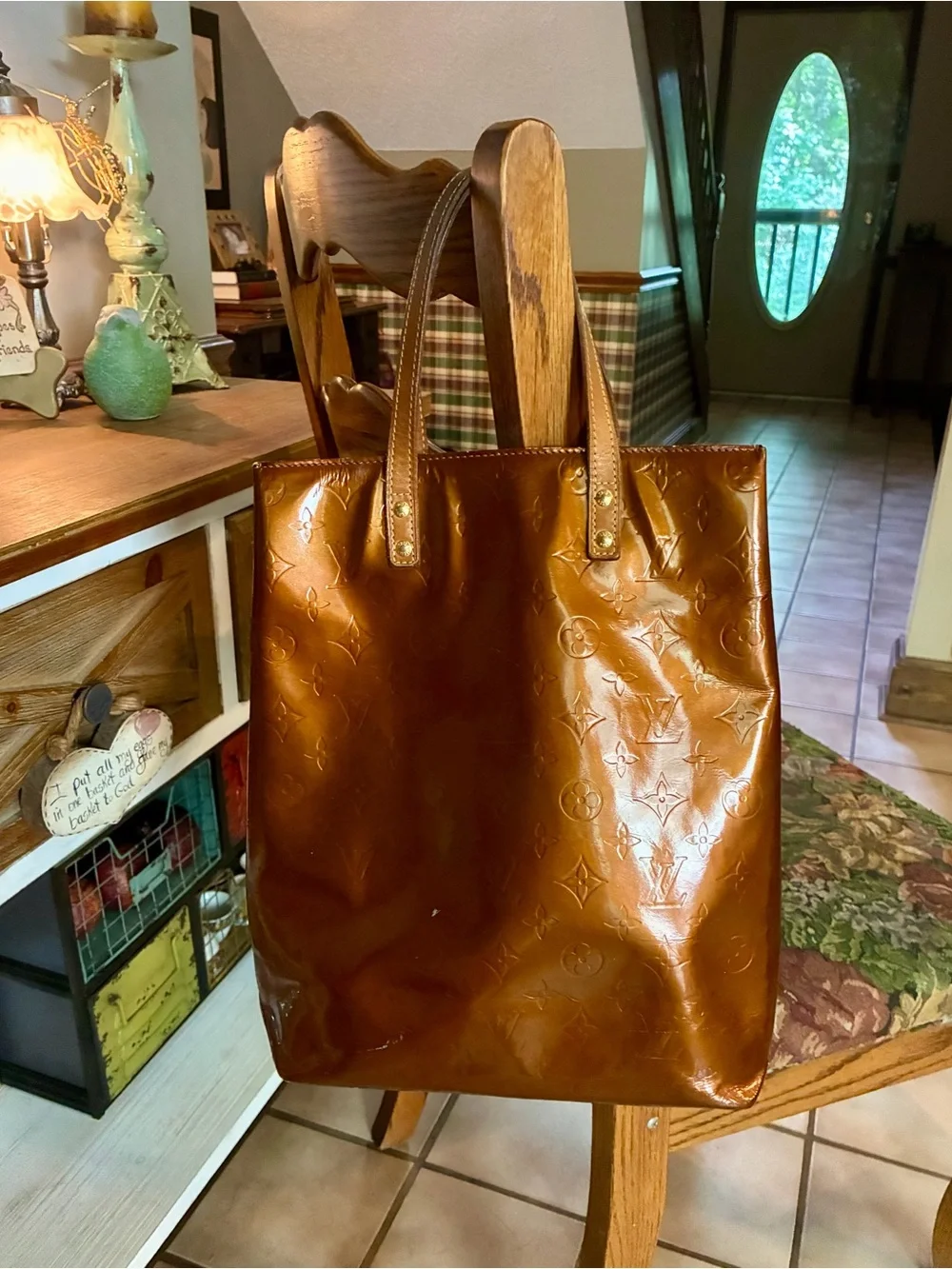 Louis Vuitton bronze Patent Vernis Monogram Tote Authentic LV